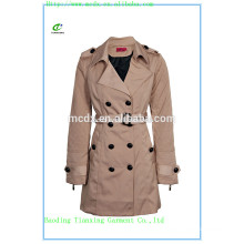 2015 OEM fashion Khaki matelassé trench en dames